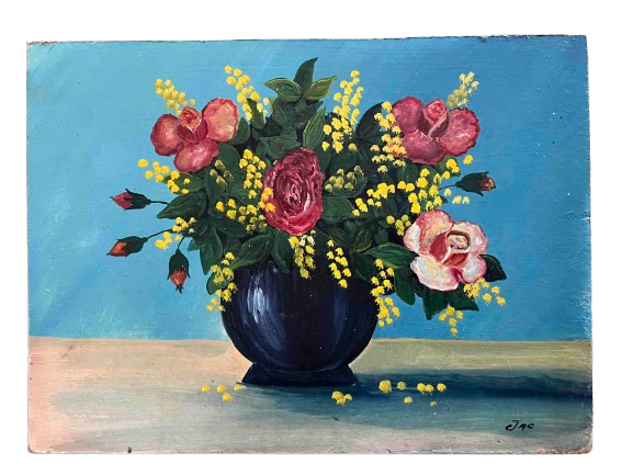 Huile sur toile — Bouquet de fleurs