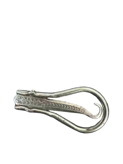 Pince / mousqueton décorative en métal argenté